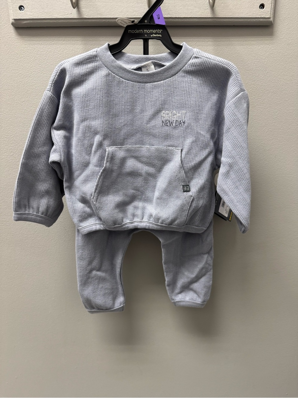Gerber Light Gray Blue‎ Waffle-Knit Kids Matching Set